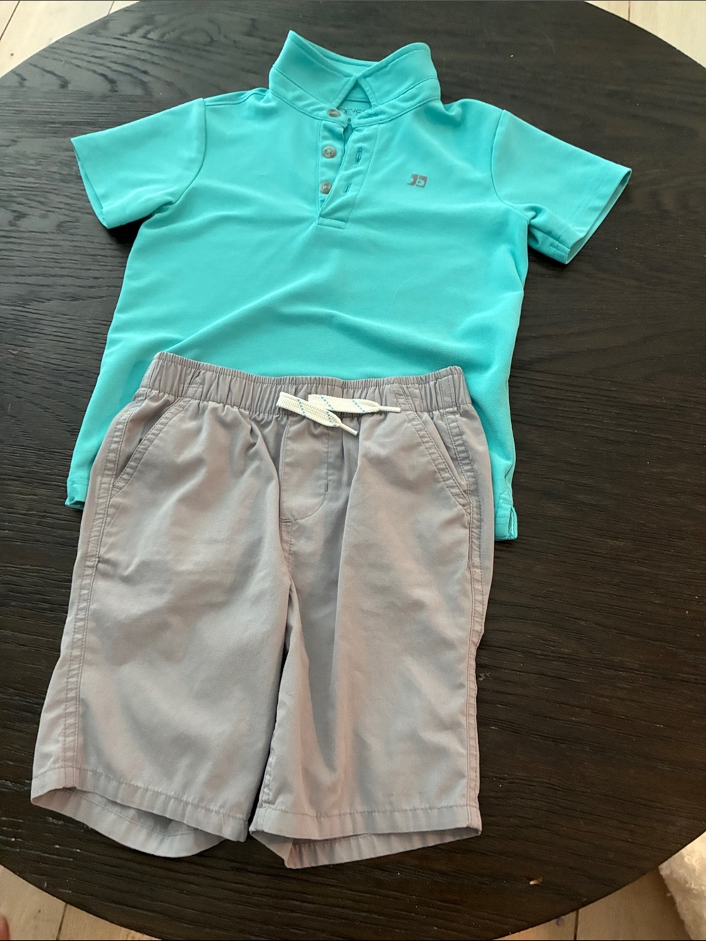 Joe's Jeans Teal Polo and Light Gray Shorts Kids Matching Set